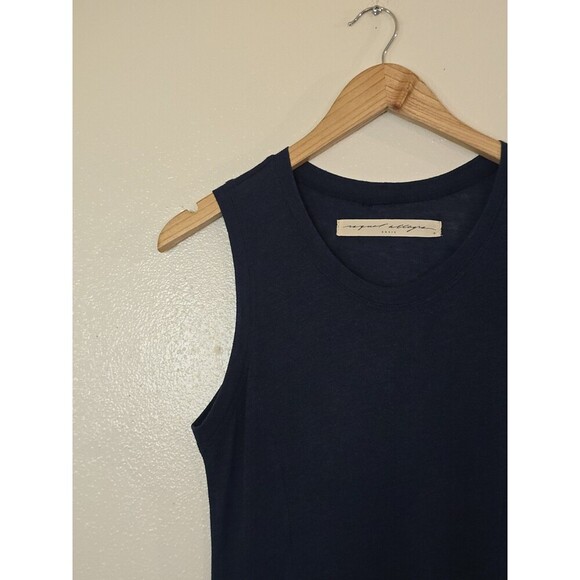 Raquel Allegra Big Sweep Midi Dress Womens Size XS Navy Blue Tank A Line Pockets - Picture 3 of 11